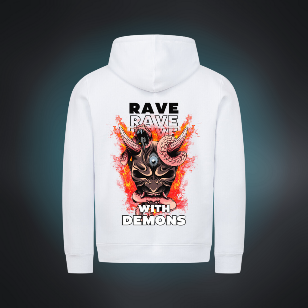 RAVE WITH DEMONS Premium Organic Hoodie