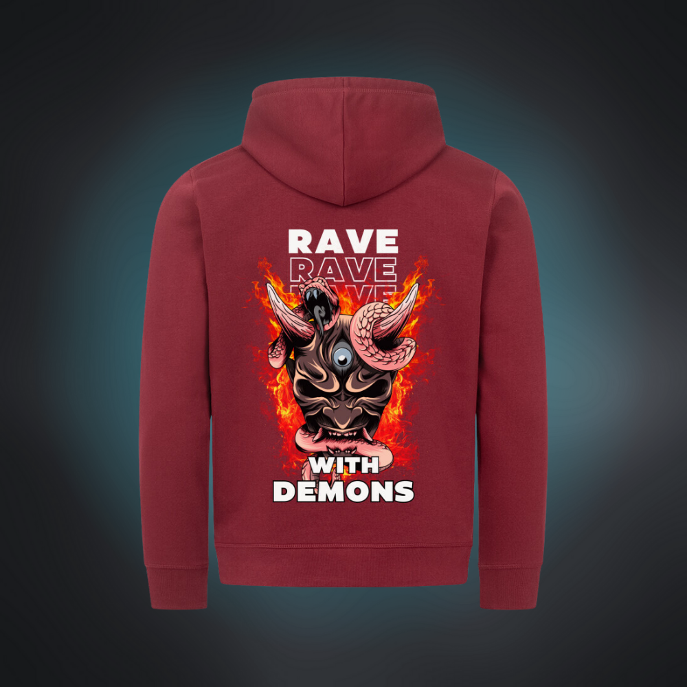 RAVE WITH DEMONS Premium Organic Hoodie