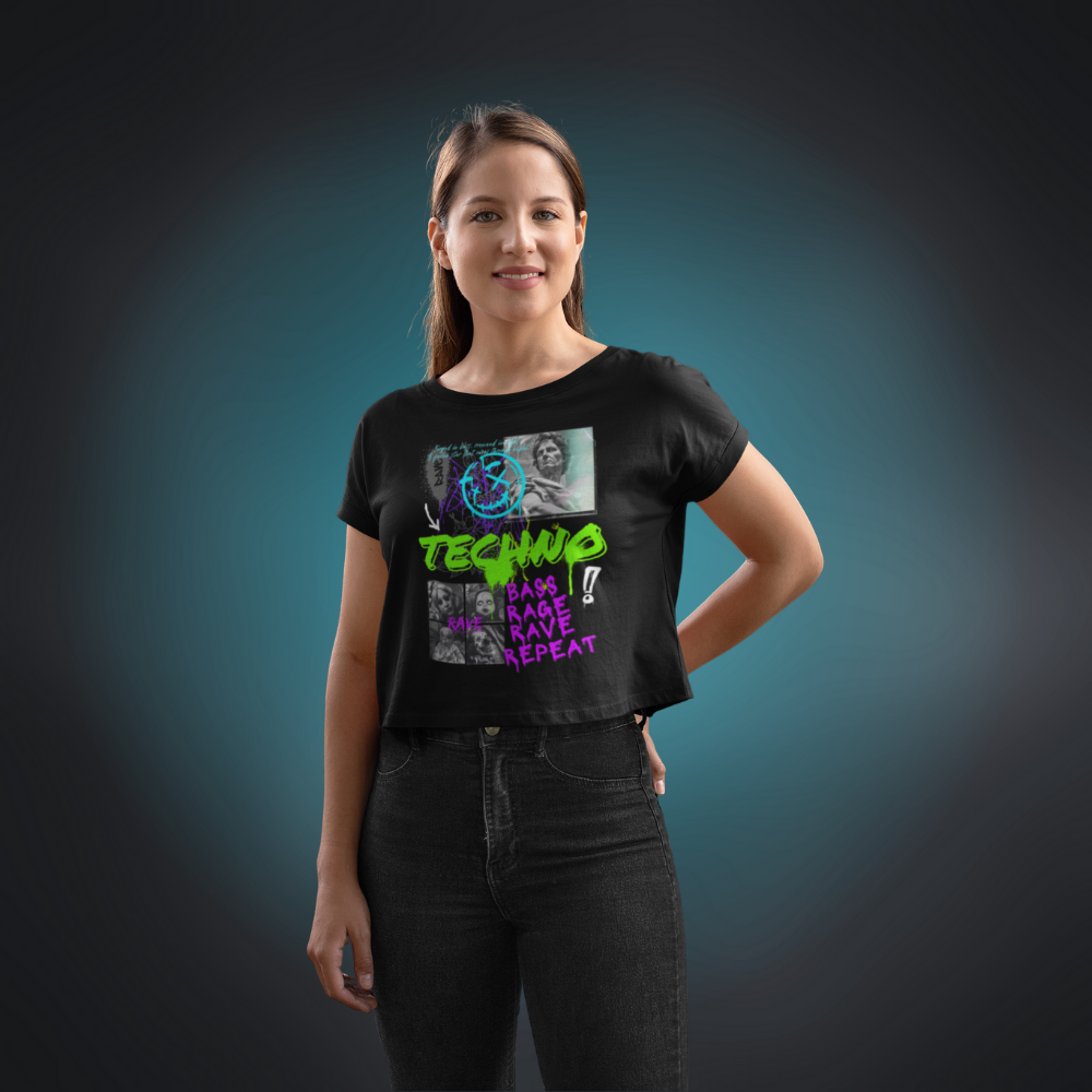 TECHNO RAVE Ladies Cropped Tee