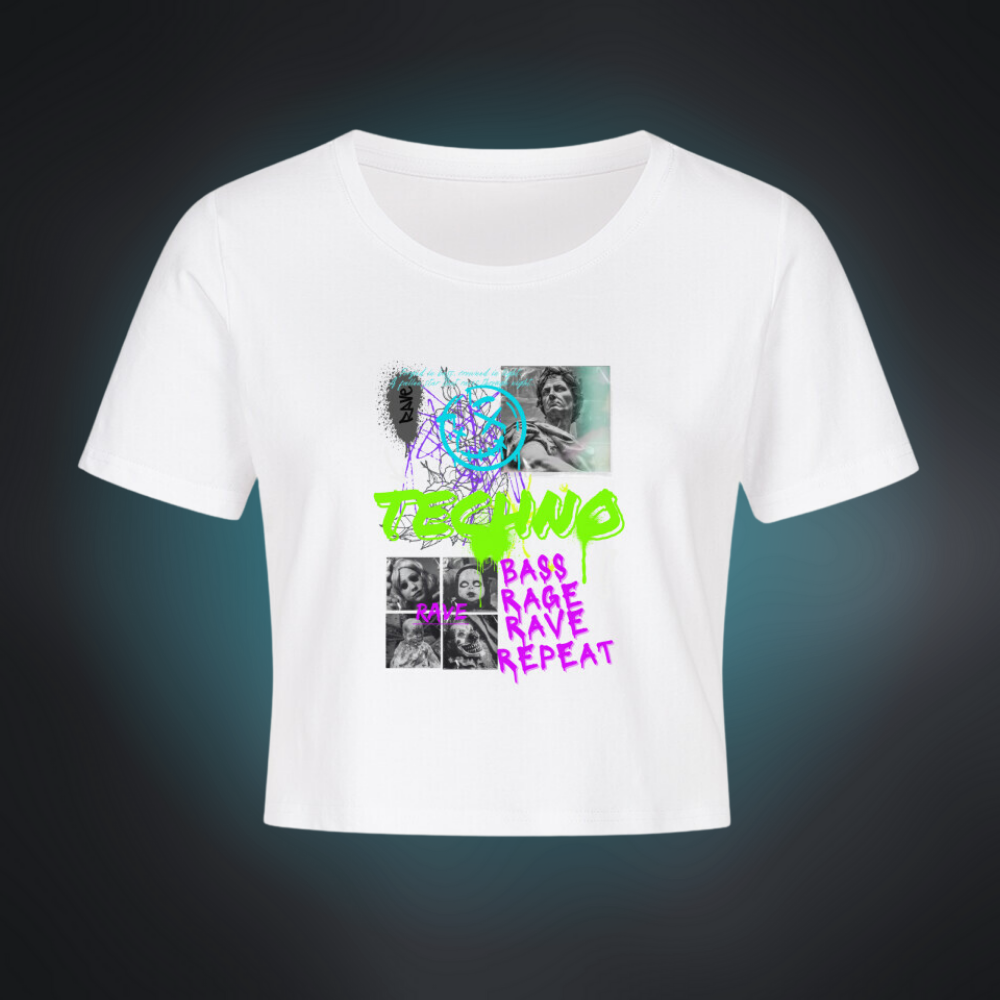 TECHNO RAVE Ladies Cropped Tee