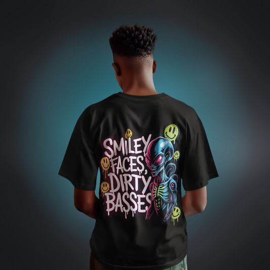 SMILEY FACES DIRTY BASSES Oversized Shirt